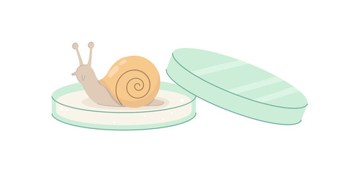 Open petri dish with snail © Tatsiana