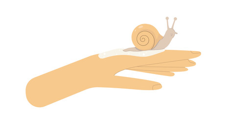 Snail on hand flat style vector illustration © Tatsiana