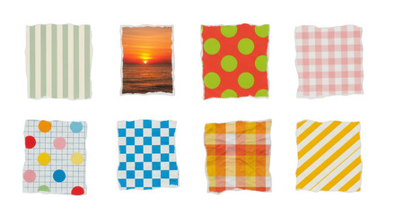 Obraz premium A collection of colorful fabric textures on transparent background