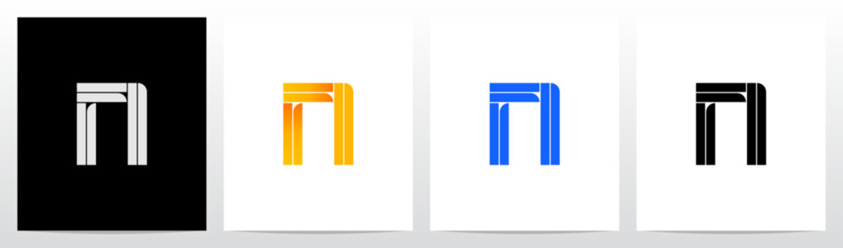 Parallel Geometric Rectangles Square Alphabet Initial Letter Logo Design N