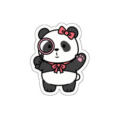 Fototapeta premium Discover the charm of this adorable kawaii panda detective cute sticker, a versatile svg vector graphic perfect for any project requiring a touch of sweetness and playful discovery