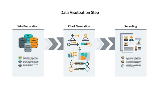 Set of 3 data visualization step icons vector