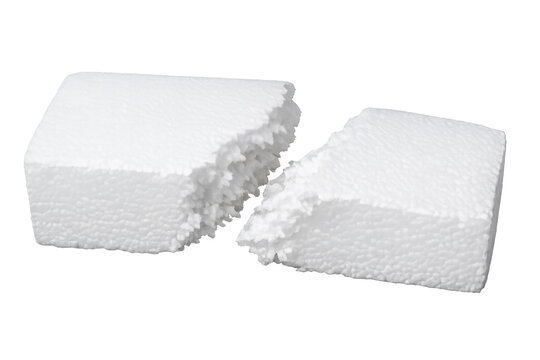 Broken white foam pieces on transparent background