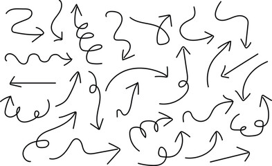 Collection of hand drawn arrows in various directions and styles