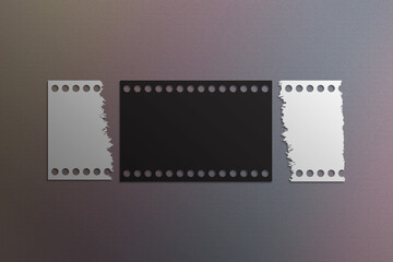 Fototapeta premium Film strip with perforations and varying degrees of exposure damage