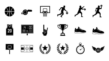 Obraz premium Dynamic Sports and Competition Concepts Vector Icon Set for Active Lifestyle Design