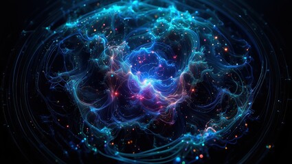 Obraz premium Dynamic Luminous Particle Network Abstract