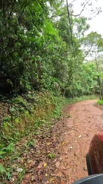 Time lapse dirigindo em estrada de terra, na cidade de Araponga, regi&atilde;o da Serra do Papagaio, Estado de Minas Gerais, Brasil