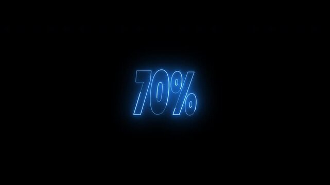 Neon outline of seventy and eighty percent text animation. 4k animated typography suitable for marketing videos, advertising, business concepts, promotions, and discounts.