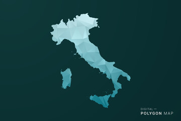 Fototapeta premium Italy Map - Polygon style vector illustration in green and blue low poly geometric design, clean minimal silhouette for infographic.