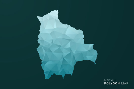 Bolivia Map - Polygon style vector illustration in green and blue low poly geometric design, clean minimal silhouette for infographic.