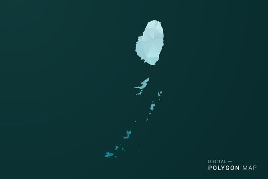 Saint Vincent and the Grenadines Map - Polygon style vector illustration in green and blue low poly geometric design, clean minimal silhouette for infographic.