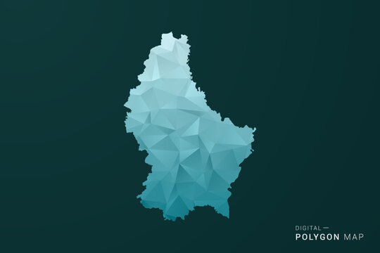 Luxembourg Map - Polygon style vector illustration in green and blue low poly geometric design, clean minimal silhouette for infographic.