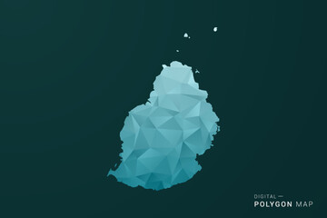 Mauritius Map - Polygon style vector illustration in green and blue low poly geometric design, clean minimal silhouette for infographic. © Whatever