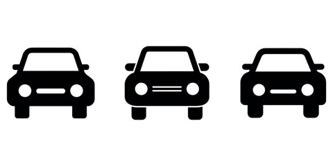 Car icon vector, vehicle transportation sign in flat style, front view, auto symbol, isolated on white background, three cars