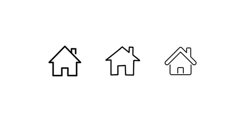 Obraz premium Three simple house outlines on white background, building icons, architectural symbols, home design elements
