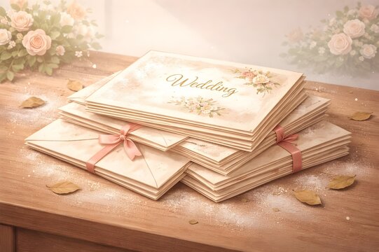 Stack of Unused Wedding Invitations &ndash; Declining Marriage Trend Concept Illustration