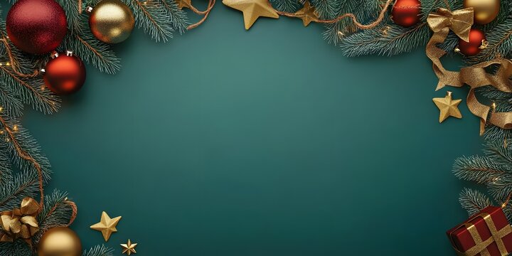 Stylish Christmas border with decorations.