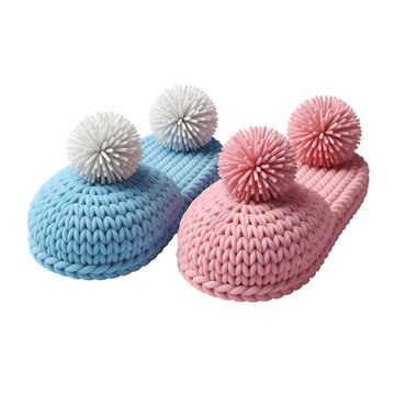 Knitted Baby Hats with Pom Poms.