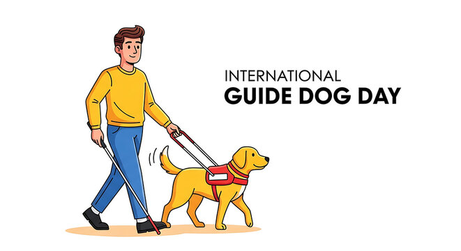 Man walking guide dog on international guide dog day celebration