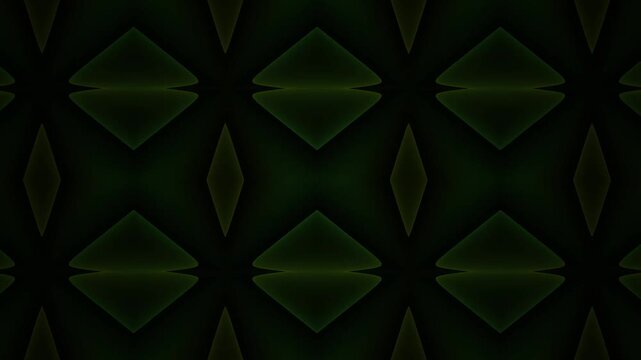 Geometric Dark Green and Yellow Pattern with Smooth Gradients on Black Background