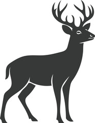 Fototapeta premium A black silhouette of a majestic stag with impressive antlers on a white background