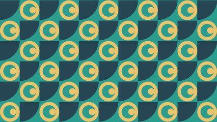 Fototapeta premium Retro Geometric Pattern in Teal and Gold