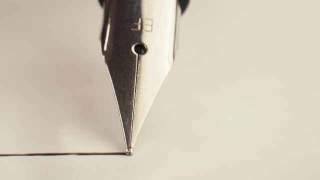 Fountain pen write letter, document sign on an antique handwritten letter. Vintage nib pen and handwritten english cursive style font copperplate, spencerian. Old history background. Retro style.