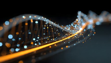 Obraz premium detailed close-up of intertwined dna helices threaded through crystalline molecular structures on rich green scientific backdrop