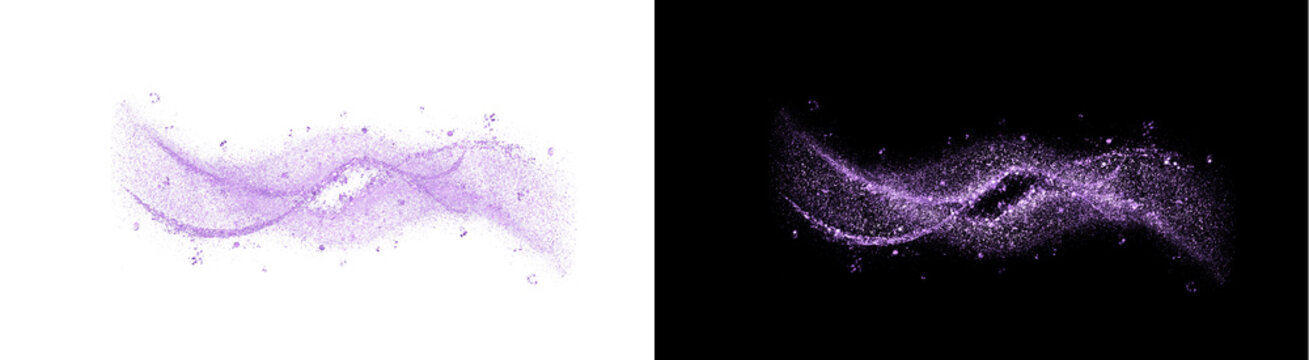 PNG image of&nbsp;A dynamic swirl of shimmering purple particles and glittering dust forms an abstract wave on transparent background.