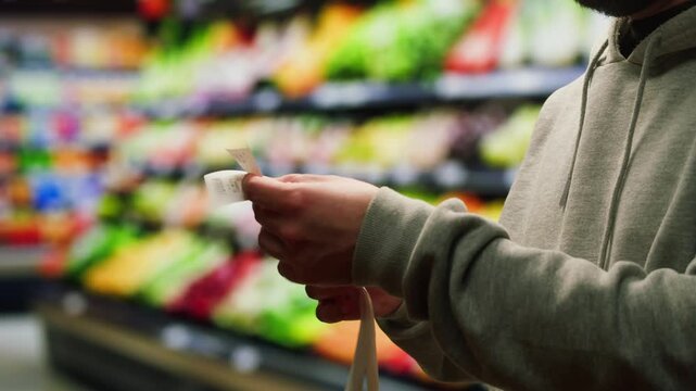 Scan scanning QR code Shipping Label For Delivery payment for parcels in shop store, supermarket paper list, receipt for purchases. 