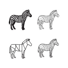 Obraz premium Four zebras with different drawing techniques