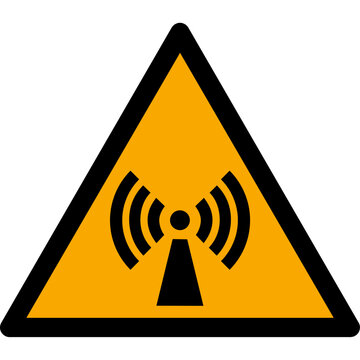 Non-Ionizing Radiation Warning Sign Icon on Yellow Triangle