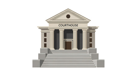 Naklejka premium Illustration of a courthouse building with columns and steps on a white background design view