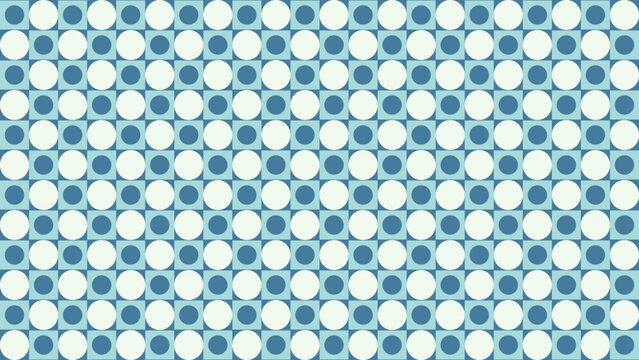 Seamless Circle and Square Pattern in Blue and White vector background