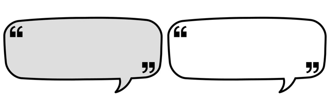 Hand drawn speech bubble quote frame set with clean outline style and quotation marks, for testimonials, messages, comic text, social media posts, UI design, and creative typography layouts.
