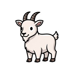 Fototapeta premium Cartoon goat with horns standing.