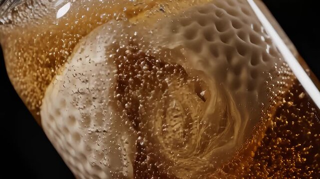 Kombucha Scoby Growing In Sweet Tea With Bubbles
