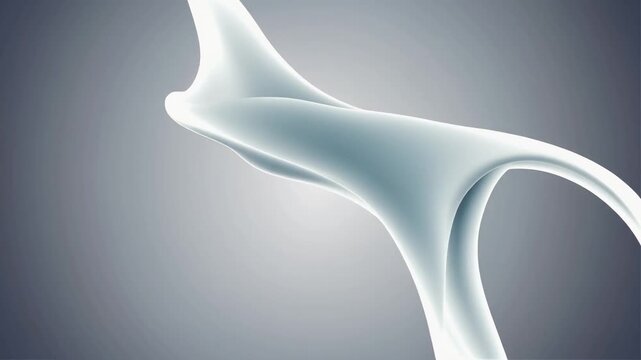 Abstract digital art of a bone-like, glowing white shape against a gray gradient background