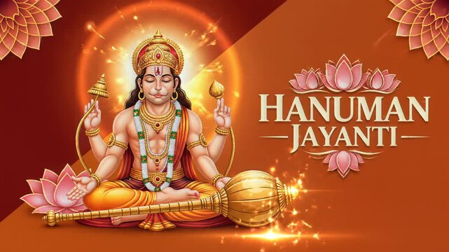 Lord Hanuman Jayanti celebration poster with meditative deity