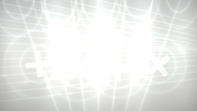 White burst radiates outward, swirling lines and geometric shapes form against gray gradient