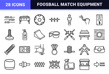 Naklejka premium Foosball Table Football Recreational Sport Monoline Outlines, Minimalist Game Room Equipment Technical Symbols, Sleek Professional Graphics