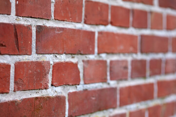 Obraz premium Brick wall, concrete and stone architecture on building for city, texture and vintage background. Property, design and wallpaper with cement, outdoor or pattern in mockup space for urban closeup