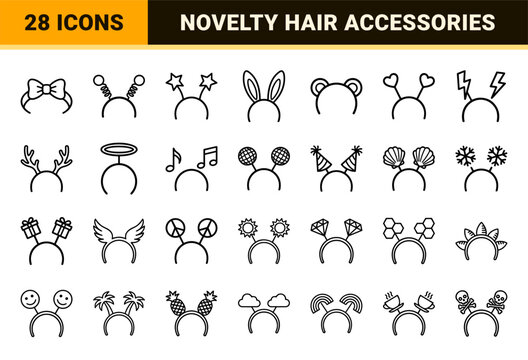 Minimalist Festive Headband Monoline Symbols for Celebratory Novelty Fashion and Party Costume Design Visuals