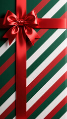 Obraz premium red bow on green background