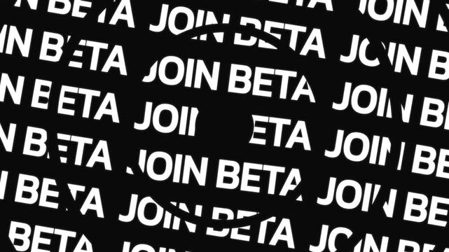 Concentric circles rotating in opposite directions display the words JOIN BETA around a center area with empty space.