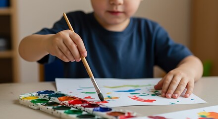 Naklejka premium Little Hands, Big Colors: A Watercolor Moment