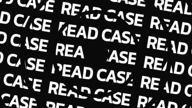Concentric text rings rotate in opposite directions showing the phrase read case repeated around a center space.