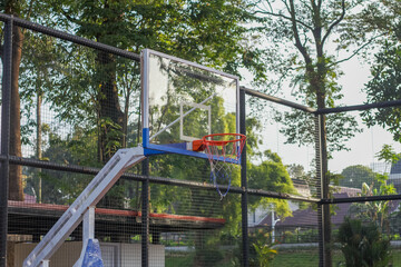 Basketball Ring and Backboard in Outdoor Sports Court