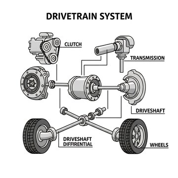 Drivetrain system mechanical components diagram.